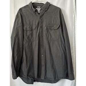 Carhartt Gray Button‎ Down Relaxed Fit Long Sleeve Shirt Pockets XLarge